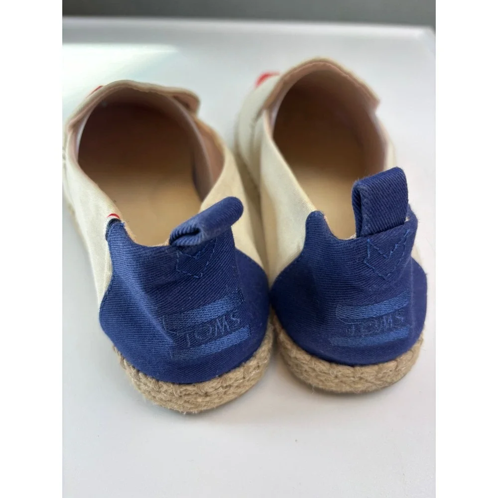 Toms x Clare V Alpargata Espadrilles Red White Blue Womens 8 Colorblock Canvas